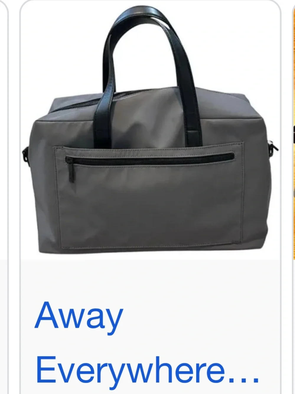 Away Compact Weekender Duffel - Gray with Black Handles